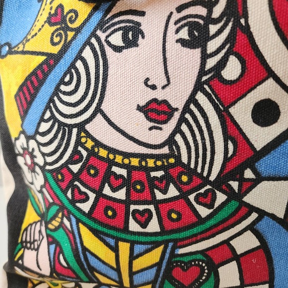 NWT Brighton Queen of Love Canvas Tote Carryall Shoulder Bag Colorful Graphics - Picture 4 of 9